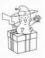 Navidad Pikachu sentado en Caja de Regalo para colorear, imprimir e ...