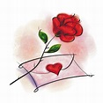 Las Imagenes de Amor: Dibujo de una carta y una rosa