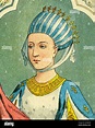 Vieux portrait de lithographie de couleur de Margaret de Provence ...