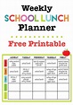 Weekly School Lunch Planner Printable - Cupcake Diaries | School lunch ...