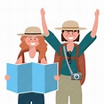 Dibujos animados de chicas turistas con diseño de bolsa | Vector Premium