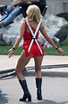 Ashley Benson - In that red outfit on the set of Pixels in Toronto-11 ...