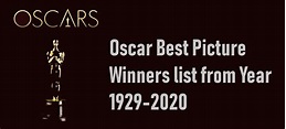 Oscar Best Picture Winners (Academy Award for Best Picture) list from ...