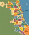 Des environs de Chicago carte - carte des quartiers de Chicago (États ...