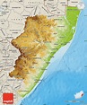 Physical Map of Kwazulu/Natal, shaded relief outside