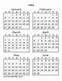 Download 1884 Printable Calendars