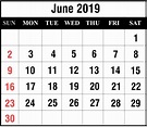 2019 June Calendar - Printable Calendar