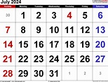 July 2024 Calendar | Templates for Word, Excel and PDF