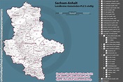 Sachsen-Anhalt Vektorkarte Landkreise Gemeinden Postleitzahlen PLZ-5