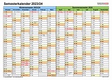 Semesterkalender 2023/24 für PDF zum Ausdrucken