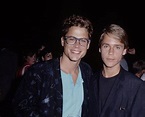Rob Lowe in specs, poses for the camera with younger brother Chad.