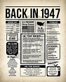 Back in 1947 Newspaper Poster PRINTABLE 1947 PRINTABLE | Etsy | 80th ...