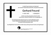 Trauer um Gerhard Freund