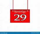 Calendario Del 29 De Noviembre Sobre Fondo Blanco Stock de ilustración ...