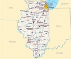 Large Detailed Roads And Highways Map Of Illinois State With All Cities ...