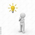 3d man thinking with idea bulb above his head isolated over white ...