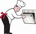 Cartoon Chef Baker Cook Opening Oven Royalty-Free Stock Image - Storyblocks