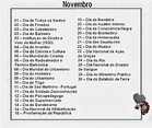 Patu em Foco: Datas comemorativas - Mês de novembro