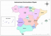 Autonomous Communities of Spain Map | Andalucía, Islas, Extremadura