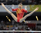 China's Yang Yilin competes in the women's uneven bars final of the ...