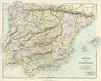 Old and antique prints and maps: Spain & Portugal, 1870, Spain and ...