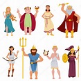 Dioses griegos y diosas personajes de dibujos animados de la antigua ...