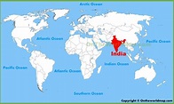 La India mapa global de la India en el mapa mundial (Sur de Asia - Asia)