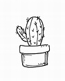 Ilustración de cactus en blanco y negro imprimible arte de la | Etsy