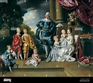 Rey George III con su consorte reina Charlotte y sus seis hijos mayores ...