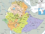 Large detailed administrative map of Ethiopia with all cities, roads ...