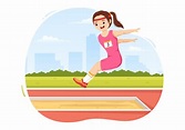 Long Jump Illustration with Kids Doing Jumps in Sand Pit for Web Banner ...