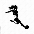 Women soccer player vector silhouettes on white background isolated ...