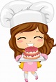 Cartoon chef, Cute little girls, Cartoon cupcakes