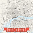 Ilustración de Davenport Iowa Estados Unidos Mapa Vectorial y más ...