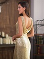 robe de soirée dorée en sequin dos nu | Robe de soirée chic