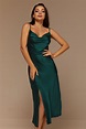 Emerald Green Silk Slip Dress With Slit Bridesmaid Midi Silk - Etsy UK