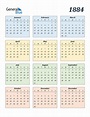 1884 Calendar (PDF, Word, Excel)