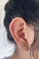 Double stacked earlobe and Helix piercings in 2020 | Helix piercing ...