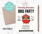 Editable Family Reunion BBQ Invitation Family BBQ Party - Etsy Canada