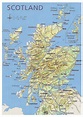 Mapa de Escocia con relieve, carreteras, principales ciudades y ...