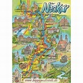 VIEWCARDS | Maps | River Neckar - Map - Viewcard | Schöning Verlag