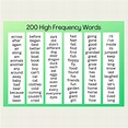200 High Frequency Words Chart X 2 Children Wipeable Sight Words Common ...