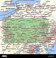 Mapa de Pensilvania. Muestra las fronteras de los países, las zonas ...