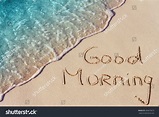 Good Morning Handwritten On Sandy Beach : photo de stock (modifiable ...