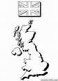 Coloring page - The map and the flag of England