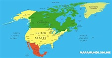 Mapa de América del Norte | Norteamérica | Político | Físico | Para ...