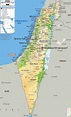 Grande mapa físico de Israel con carreteras, ciudades y aeropuertos ...