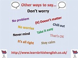 Other ways to say "Don't worry" | Other ways to say, Ways to say hello ...