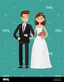Felices los recién casados o a la novia y el novio. Ilustración ...