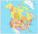 Estados Unidos y Canadá gran mapa político detallado Stock Vector by ...